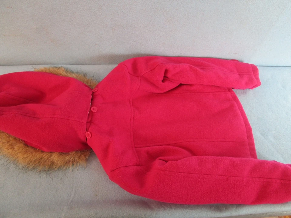 GIRL PINK WOOL BLEND QUILT LINED HOODED JACKET by DOLLHOUSE small sz 4 EUC - Image 4 of 4