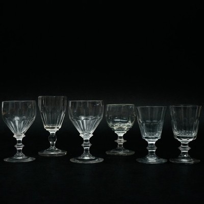 6 x Biedermeier wine glass goblet cut V.Z
