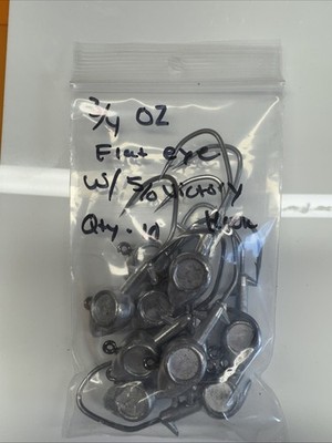 3/4 oz Flat Eye Jig Head With a 5/0 Black Nickel Victory Hook Unpainted Qty 10