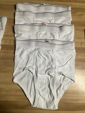 8 Pair Men  s Vintage Fruit Of the Loom White Yellow Blue Band Briefs 34/36