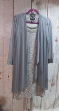 NWT R M Richards 10 Slate Blue / Gray Knee Evening Mother of the Bride Dress