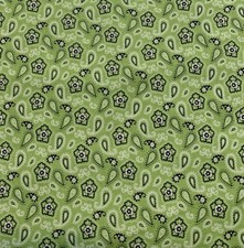 Bandana Ditzy Floral Paisley Fabric By Michael Miller Black White Green BTHY
