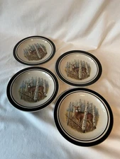 Folkcraft White Tail Deer Cabella's Hunting Cabin Salad Plates Set of 4 READ