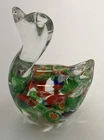 Duck Bird Figurine Murano Glass Style Art Glass Hand Blown Millefiori Look