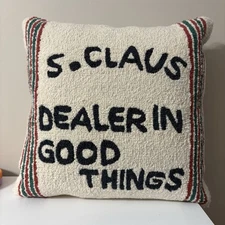 Ebenezer & Co Pillow Christmas Santa Clause Dealer In Good Things Wool Handmade
