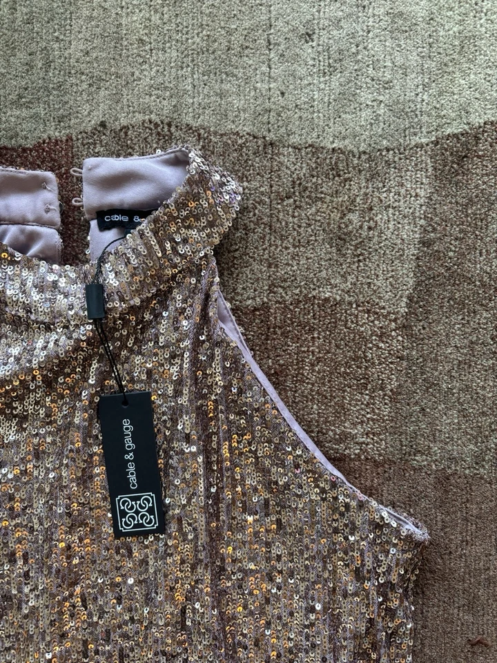 Halter de lentejuelas plateadas medianas con cable y calibre forrado Y2K Foto 3 de 4