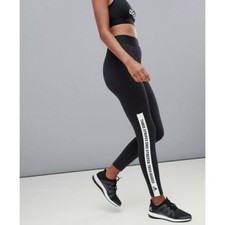 Adidas Black Training Brand With Three Stripes Spell Out Slogan Leggings Size XS