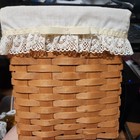 1998 Longaberger Tall Key Wall Hanging Basket Leather Handle W/ Cream Lace Liner