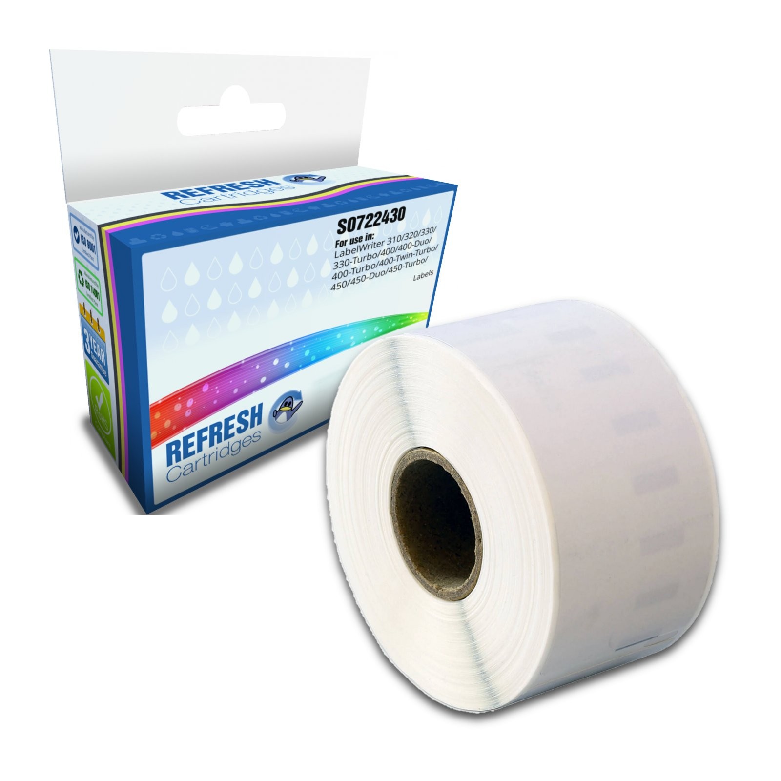 Refresh Cartridges 99012 36x89mm Address Label Roll For Dymo Printers
