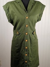 Loft NWT Army Green Utility Mini Pocket Shirtdress Olive Button Front Size 4