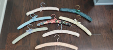 Vintage Handmade Set Of 8 Hangers Padded Satiny Floral  Pastels Cottagecore 90s