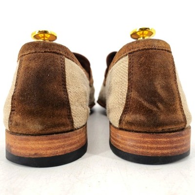 Dolce & Gabbana Italy Beige Brown Canvas Suede Dress Shoes Men 10.5 Penny Loafer Dolce & Gabbana Italy Beige Brown Canvas Suede Dress Shoes  main image 3