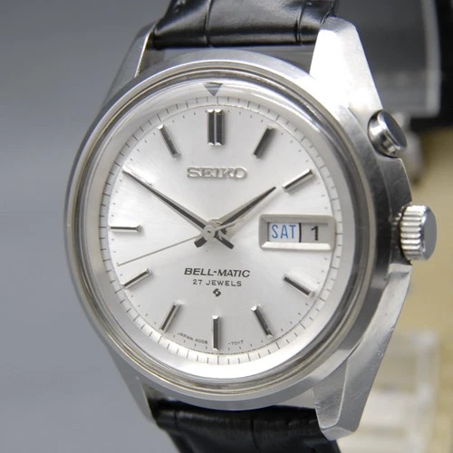 1975 [N MINT] Vintage SEIKO Bell-Matic 4006-7012 38mm Alarm Silver AT Mens Watch