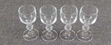 4pc Vintage Cordial Glass Set Faceted Ball Stem Clear Glasses