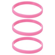 3pcs Plain Silicone Wristbands 7 Inch Circumference 1/4 Inch Width, Pink
