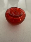Vintage Blenko Hand Blown Art Glass Apple Paperweight RUBY RED 3.5"