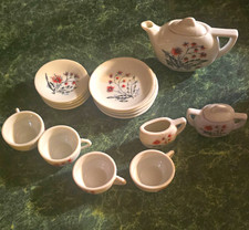 White Floral Ceramic Tea Set 14pc Teapot 4 Cups Saucers Plates Creamer Lid