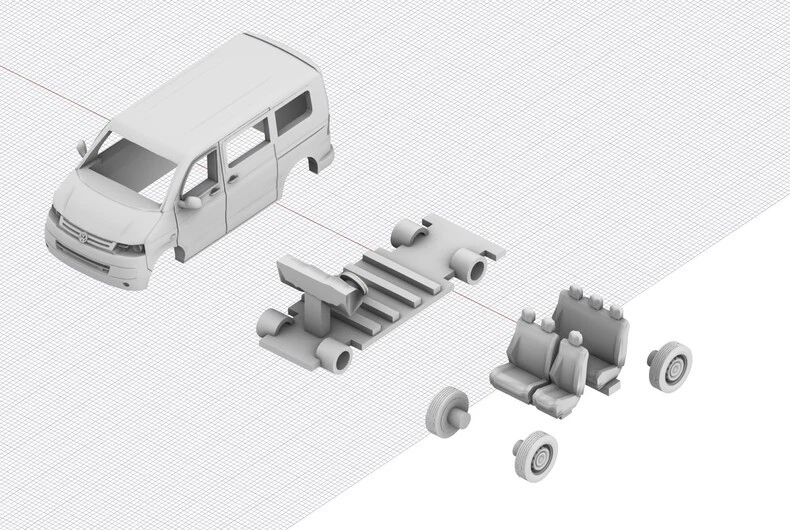 3D Printing 1/72 Volkswagen  European van  T5 car model Unpainted - Image 4 of 4