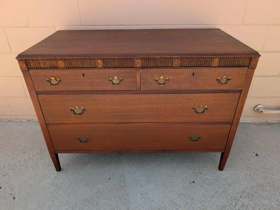 Vintage Modern Regency Wood Dresser 4 Drawer Chest - Image 2 of 4