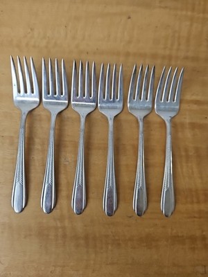 Set of 6 National Silver Co NS Plate Set SALAD /Child FORKS 5 7/8''