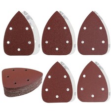 40 Pcs Mouse Sander Pads 5 Hole Triangular Sanding Sheets 40-180 Grits Brown