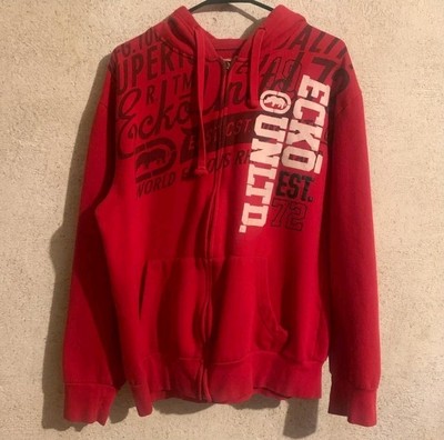 Ecko Untld Y2K Embroidered Tribal Art Rhino Zip-Up Hoodie Size Medium