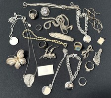 Estate Lot of Vintage & Antique Sterling Silver Jewelry, 226 Grams, All Marked!!