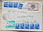 1983 WATER DAMAGED COVER WITH TIED CLACTON CYCLE MAIL 10p LABEL & 9 POSTAGE DUES