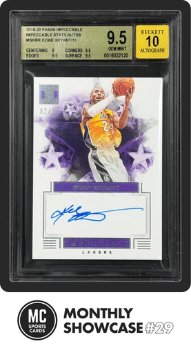 KOBE BRYANT BGS 9.5 2019-20 PANINI IMPECCABLE STATS ON CARD 10 AUTO GEM MINT /15