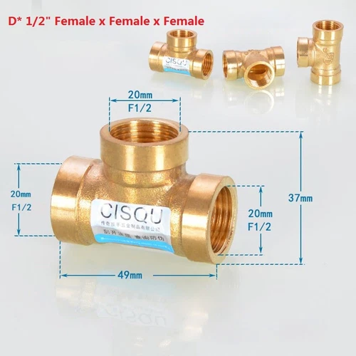 Messing Gewindefittings BSP 1/2" 3/4" Innen/Außen T-Stück Adapter Rohrfittings