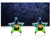 Women 925 Sterling Silver Gemstone Crystal Star Ear Stud Earrings Jewelry K54