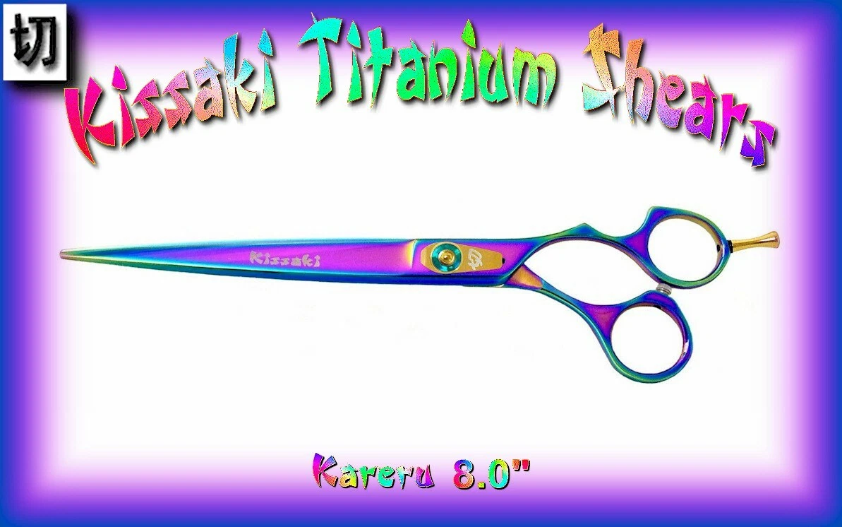 Kissaki Pro Kareru 8.0" Rainbow Straight Blade Pet Grooming Shears Dog Scissors