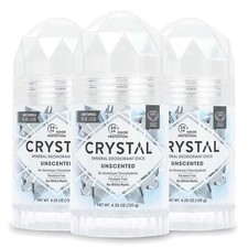 CRYSTAL Unscented Mineral Deodorant Stick 3 Pack - 24hr Odor Protection Non-S...