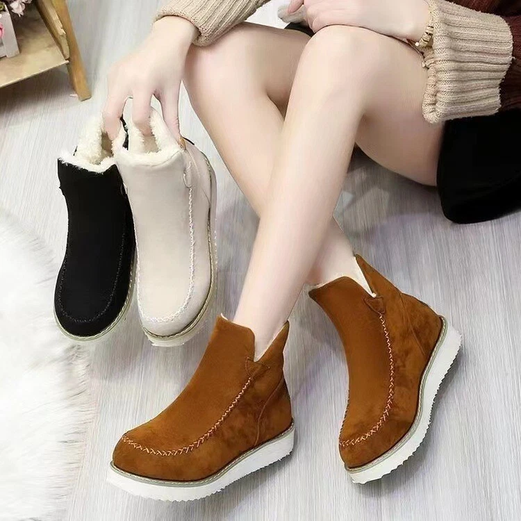 Women s Boots Snow Flat Heel Thick Sole Short Boots Warm Low Cotton Boots