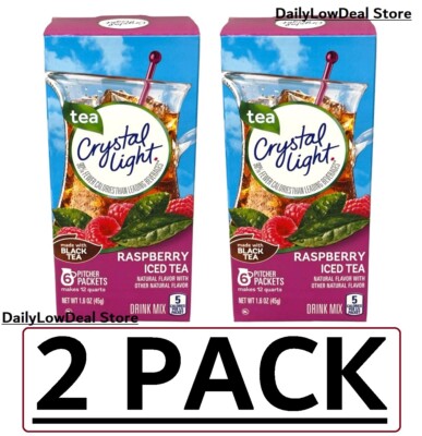 2 PACK - Crystal Light Raspberry Iced Tea Drink Mix Pitcher Pack 1.6 oz EACH