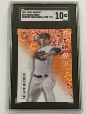 2022 Topps Pristine #192 Shane Bieber SGC 10 Orange Refractor /25 (7/25)