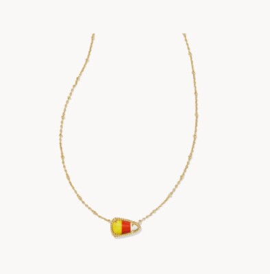 Kendra Scott Candy Corn Pendant Necklace Yellow Gold Halloween Fall Autumn NWT