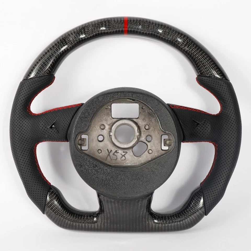 Volante deportivo plano de fibra de carbono para Audi 2012+ RS3 RS4 RS5 RS6 RS7 RS Q3 Foto 4 de 4