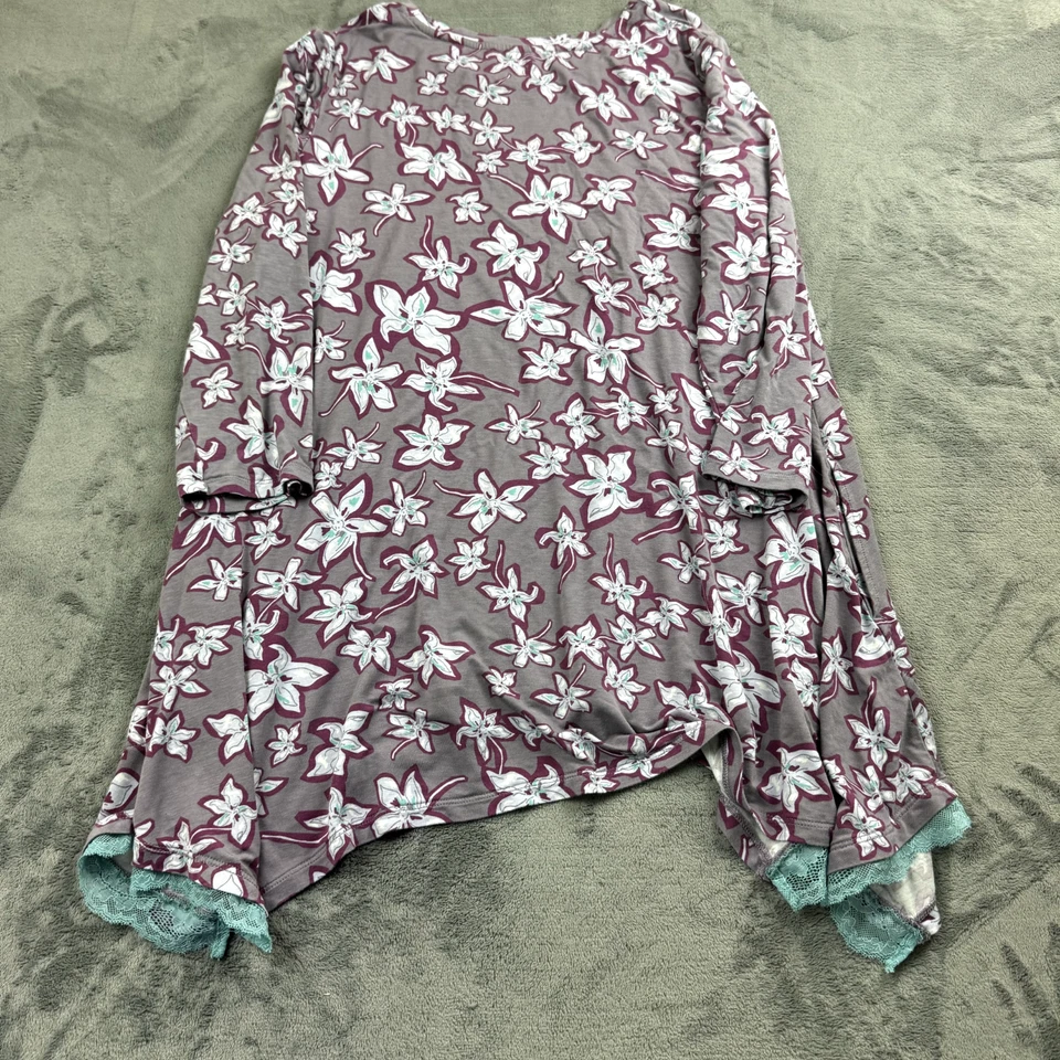 Logo Lori Goldstein Mujer Top Talla L Floral Fluido Túnica Bolsillos Lagenlook Rayón Foto 2 de 4