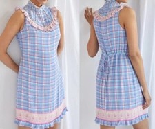 Anthropologie Plenty by Tracy Reese Plaid Mini Dress XSP Sleeveless Blue NWOT