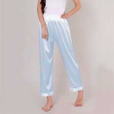 Pantalones de pijama de satén para dama Pantalones para dormir Informales Ropa de dormir Pantalones de salón Blanco