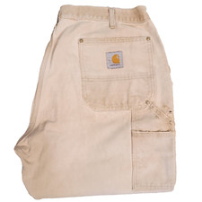 Carhartt B01 Double Knee Canvas Work Distressed Pants Made In USA MEASURE 35x32