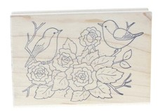 Great Impressions Birds among the Rose Bush G111 Wooden Rubber Stamp
