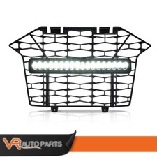 Front Bumper Mesh Grille w/ LED Light Bar Grill New Fit For 2020-23 Polaris RZR