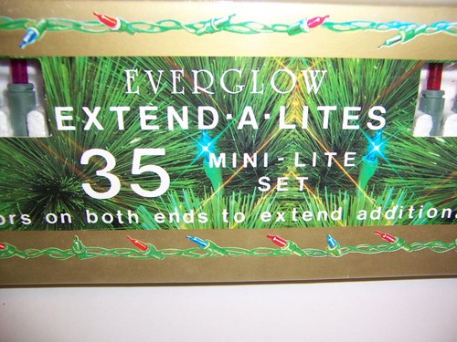 Vintage Christmas Everglow Extend-A-Lite 35 Mini Light Set Multi-Color NEW NOS - Picture 2 of 11