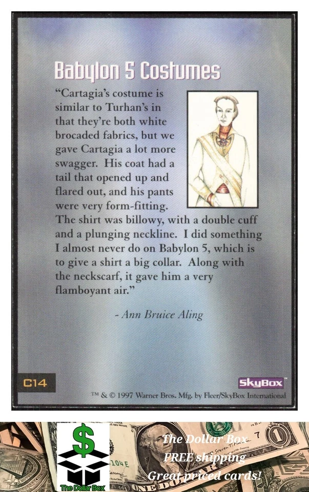 1997 SkyBox Babylon 5 Special Edition Costumes Card C14 - Image 2 of 2