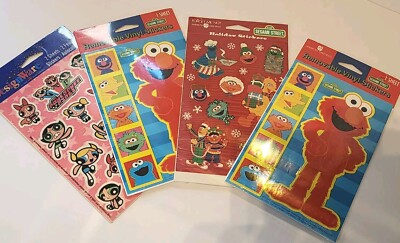 90's Stickers Sesame St pkg Forget Me Not Christmas PowerPuff Elmo Christmas