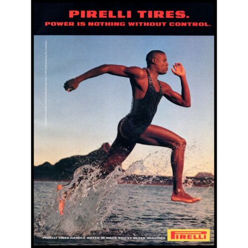 1995 Pirelli Tires Vintage Print Ad Athlete Runner Running on Water Wall Art - Picture 1 of 1