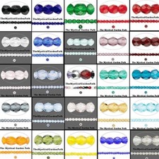 Bead, 100 Translucent Czech Fire Polished Glass 4mm Round Beads w/ 0.8-1mm Hole
