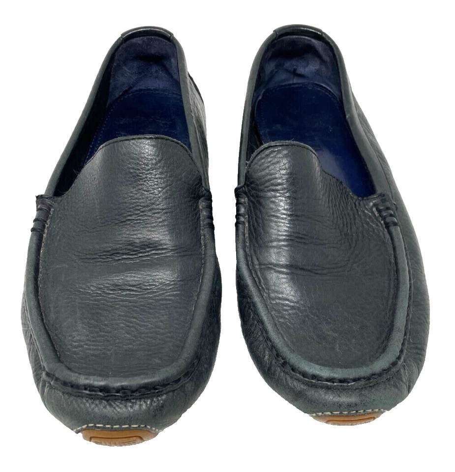 Zapatillas de cuero Cole Hann para hombre 8,5 M negras lisas zapatos cómodos sin cordones #C11543 Foto 2 de 4